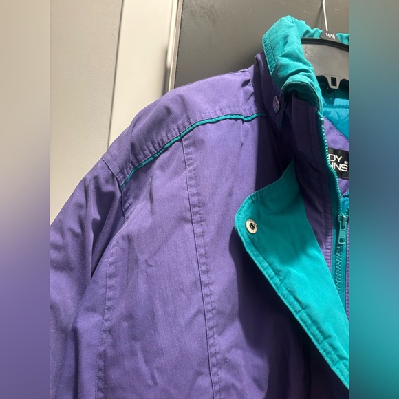 Andy Johns Vintage Puffer Jacket Ski Snow Coat 80s 90s purple teal Retro Large - Picture 6 of 14